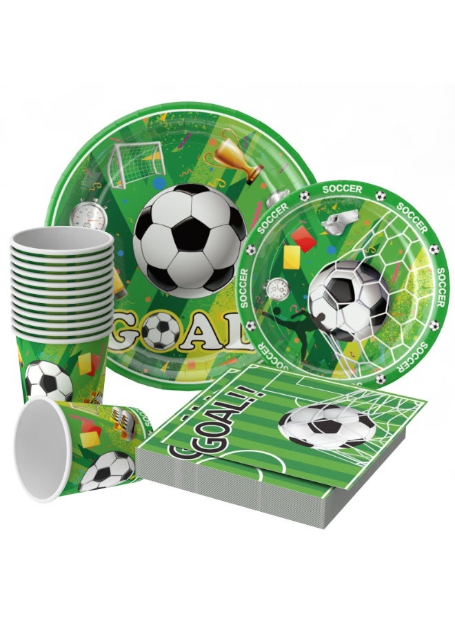 SOCCER Themed Birthday Party Supplies Kit, 212 Pieces, Tableware Set for 24 Guests – Plates, Cups, Napkins, Forks, Spoons, Knives, Straws, Balloons, Banner & Tablecloth - Image 4